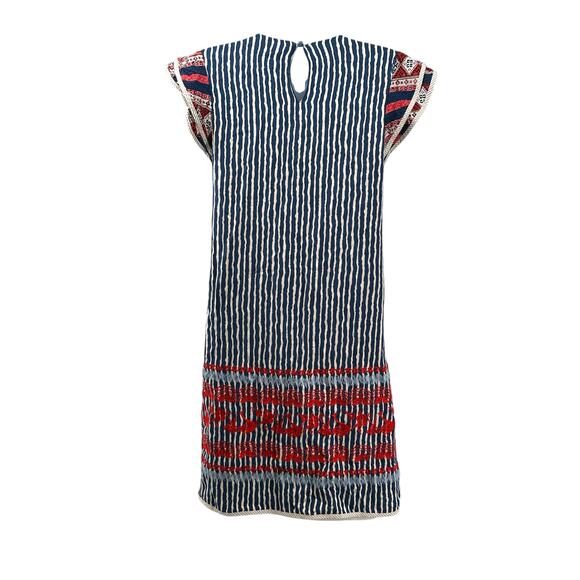 THML Boho Flutter Sleeve Mini Dress Knee Length XS Striped Blue Red - Picture 3 of 4